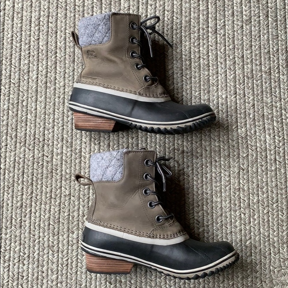 Sorel Slimpack II Lace Boot, Quarry, Black, Size 8